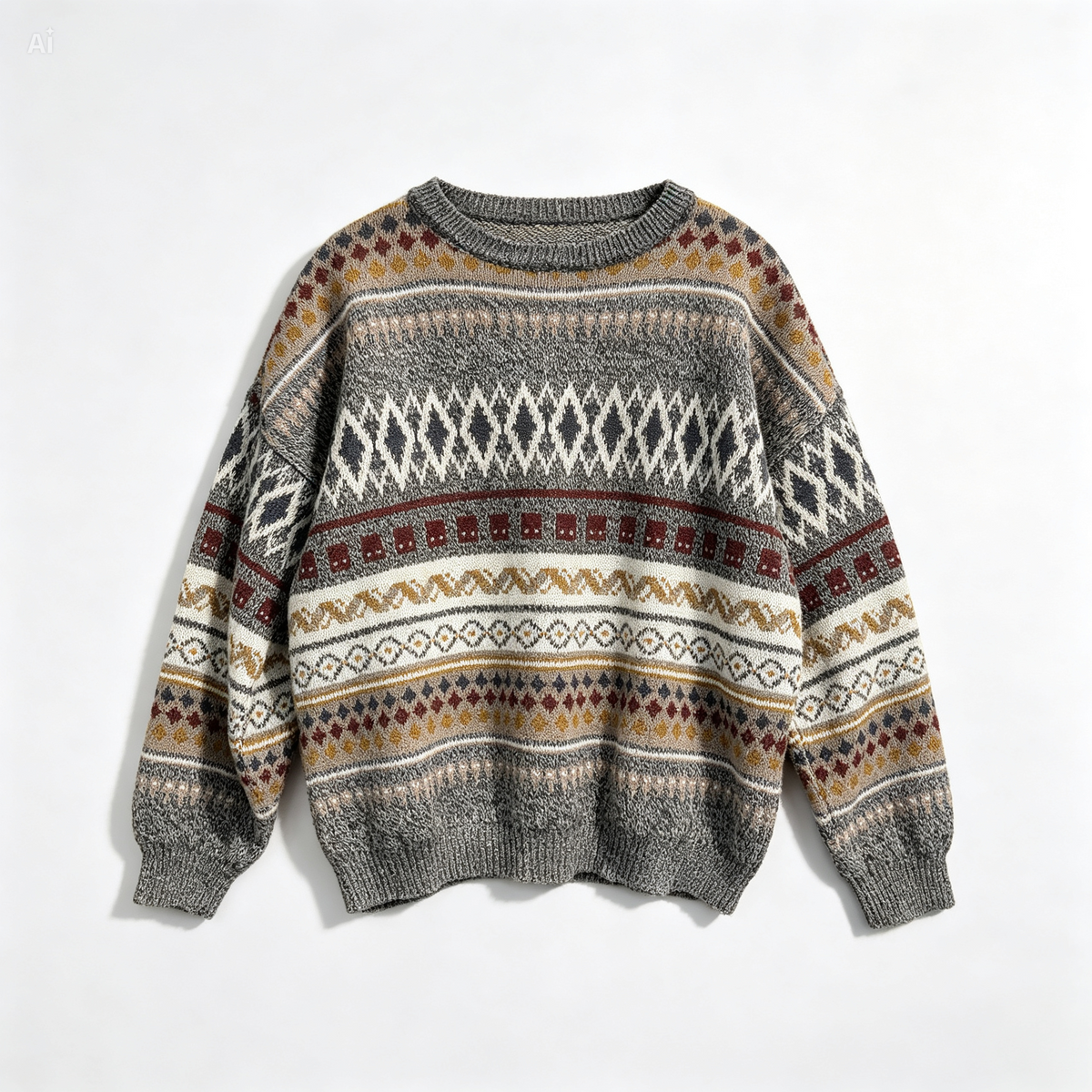 Vintage Cosby / Coogi Style Crew Neck Knit Sweater Mix