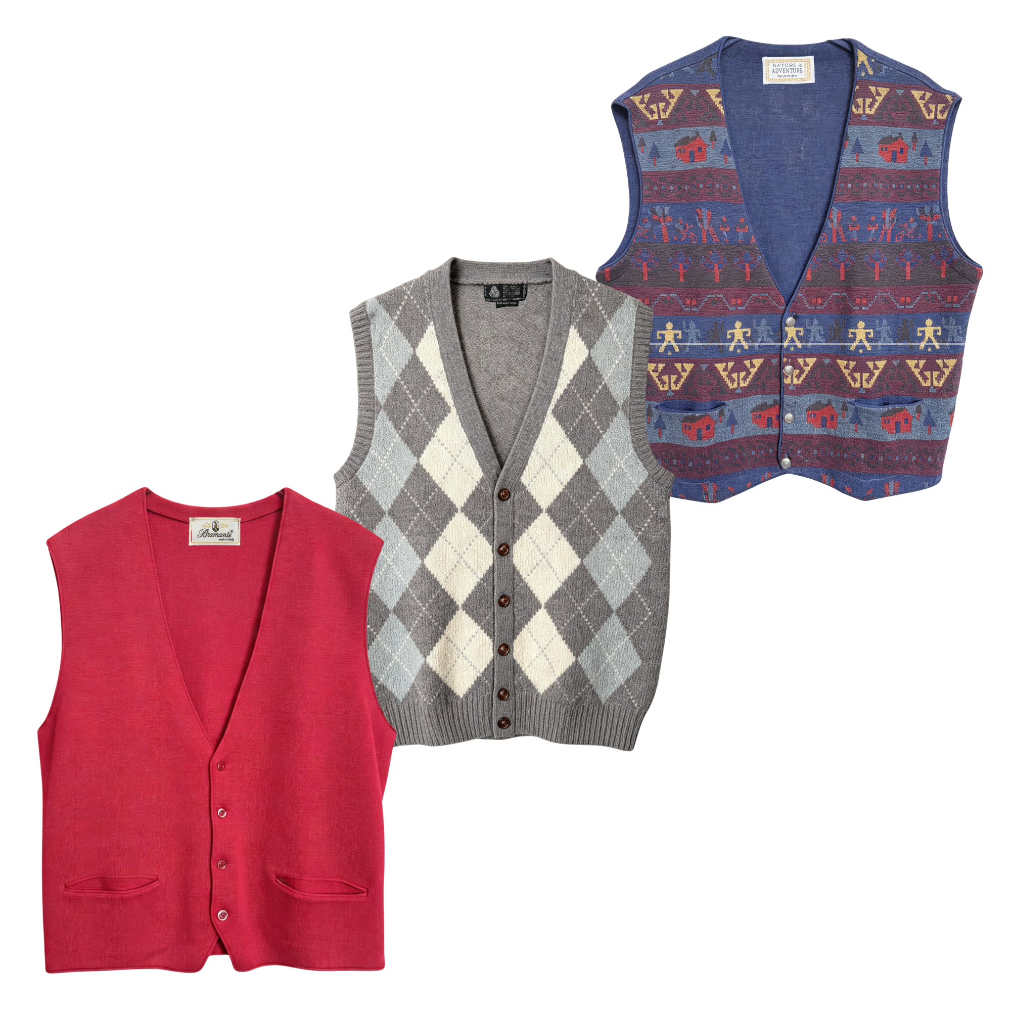 Knit vest wool unisex/feminine - Vintage