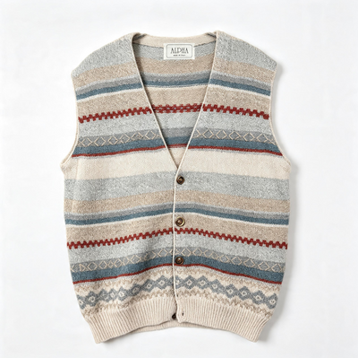 Knit vest wool unisex/feminine - Vintage