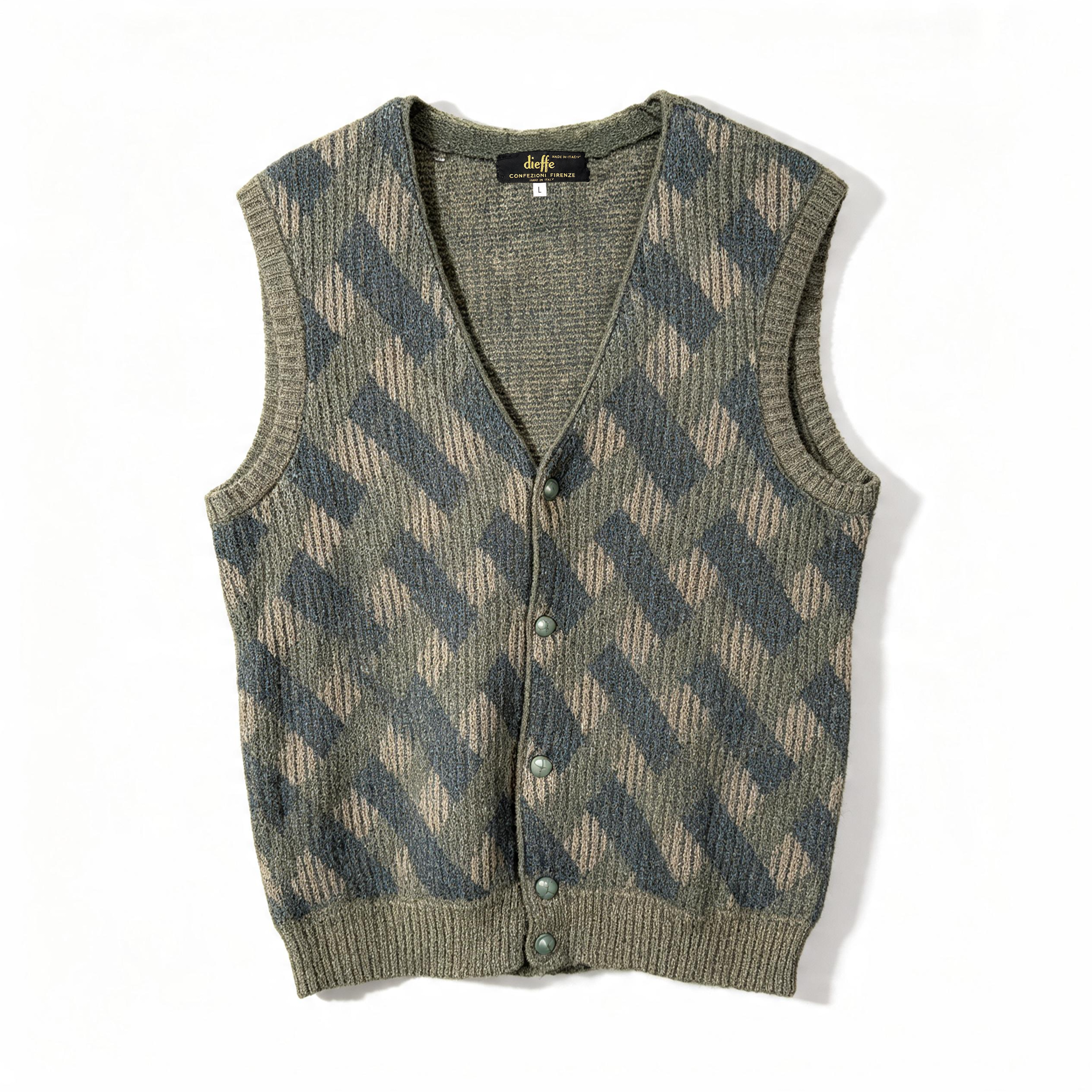 Knit vest wool unisex/feminine - Vintage