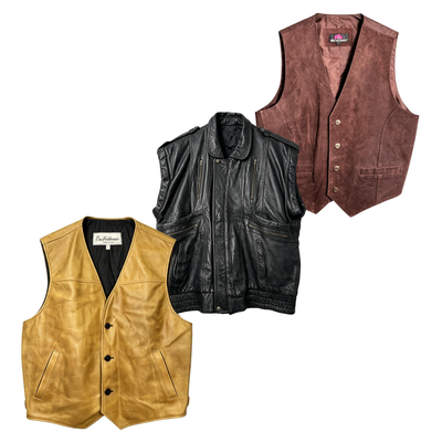 Vintage Leather and Suede Vest Mix Men | Unisex