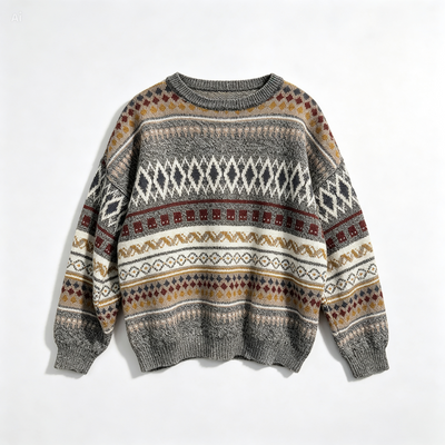 Vintage Cosby / Coogi Style Crew Neck Knit Sweater Mix