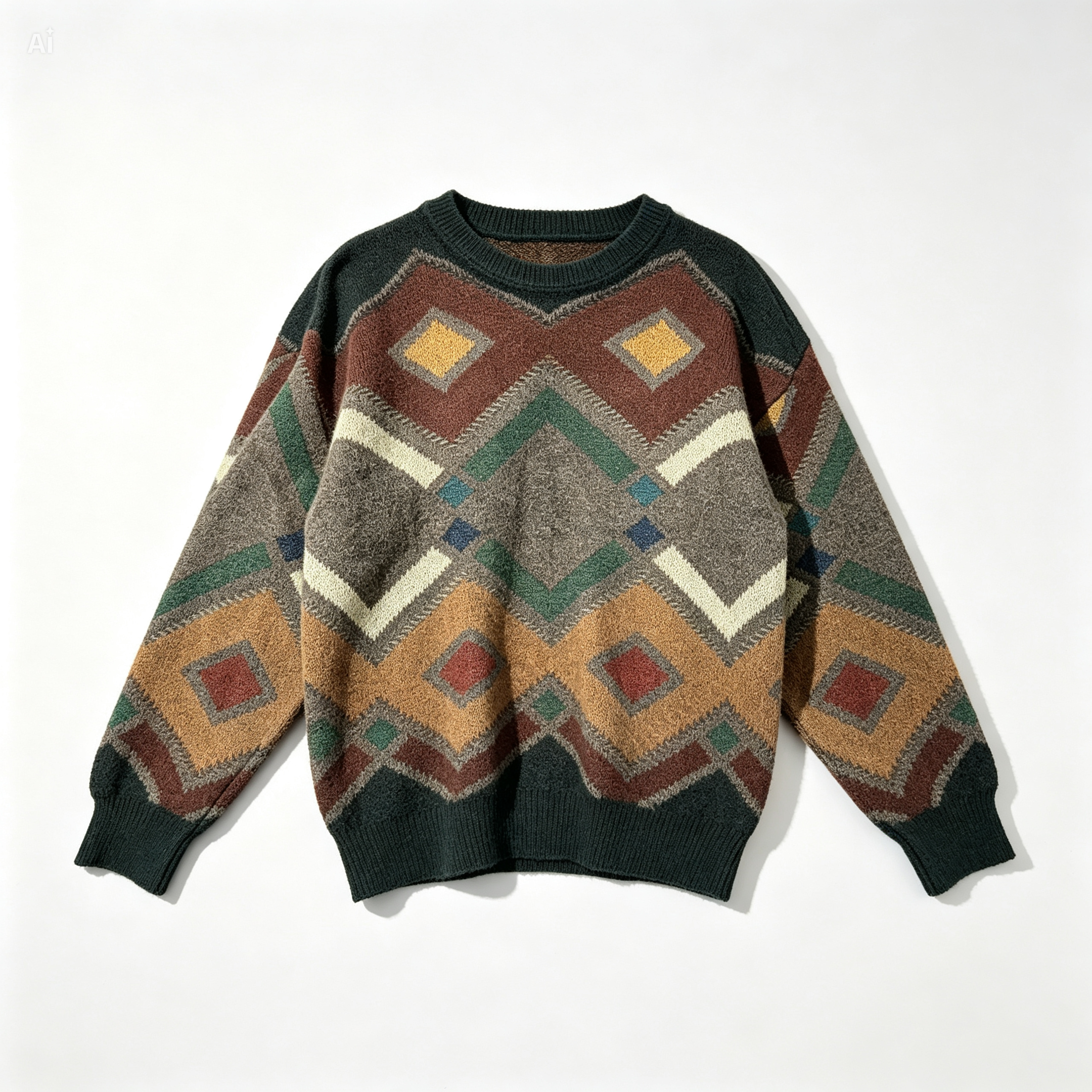 Crazy Pattern Crew Neck Knit Sweater (Cosby / Coogi Style)| Men | Unisex
